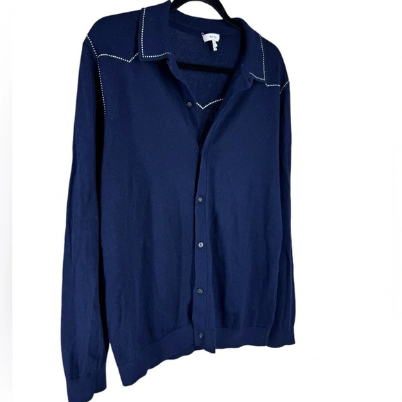 Reiss western stitch style button front sweater - Picture 1 of 5